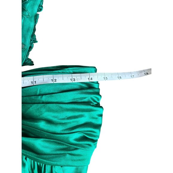 Morgan & Co. Women's Emerald Green One-Shoulder Mini Dress w/ Sequin Details. - Picture 5 of 6